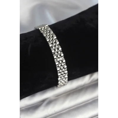 BUĞZ 316L Çelik 9 mm Kalınlıkta Gümüş Renkli Erkek Bileklik