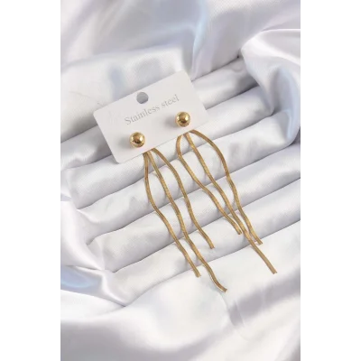 BUĞZ 316L Çelik Altın Renk İtalyan Model Topçuk Küpe