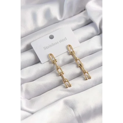 BUĞZ 316L Çelik Altın Renk Sallantılı Model Küpe