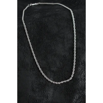 BUĞZ 316L Çelik Burgu Zincir Model Gümüş Renk Erkek Kolye