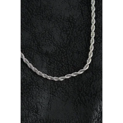 BUĞZ 316L Çelik Burgu Zincir Model Gümüş Renk Erkek Kolye - Lisinya