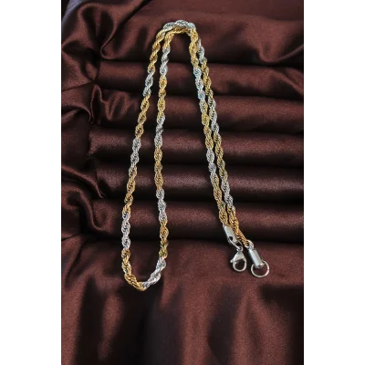 BUĞZ 316L Çelik Çift Renk Burgu Tasarımlı Kolye - Lisinya