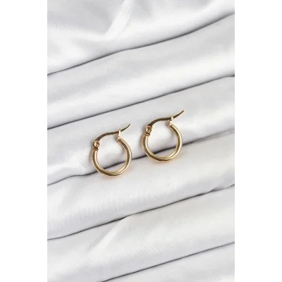 BUĞZ 316L Çelik Gold Renk 12 mm Halka Kadın Küpe