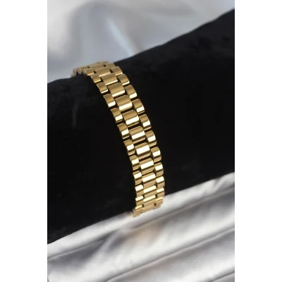 BUĞZ 316L Çelik Gold Renk 12 mm Kalınlık Erkek Bileklik