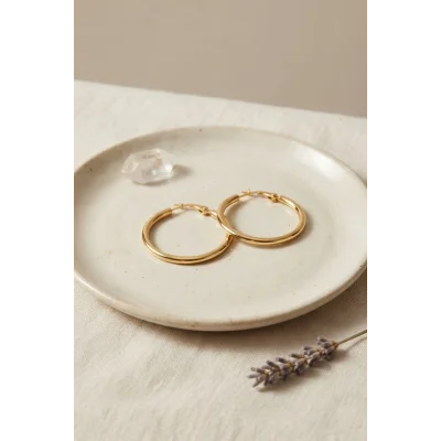 BUĞZ 316L Çelik Gold Renk 28 mm Halka Küpe
