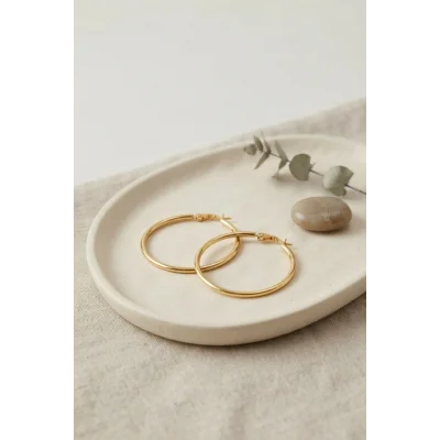 BUĞZ 316L Çelik Gold Renk 36 mm Halka Küpe