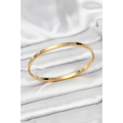 BUĞZ 316L Çelik Gold Renk 65 mm İnce Kadın Kelepçe Bileklik