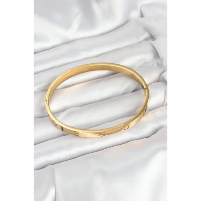 BUĞZ 316L Çelik Gold Renk 65 mm Kadın Kelepçe Bileklik - Lisinya