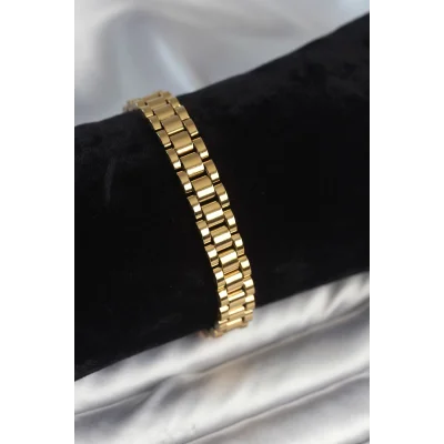 BUĞZ 316L Çelik Gold Renk 9 mm Kalınlık Erkek Bileklik