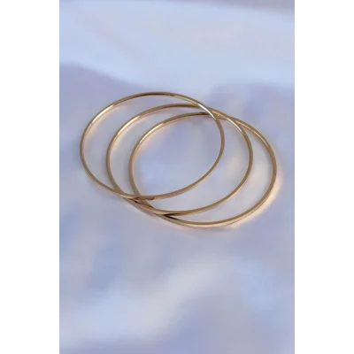 BUĞZ 316L Çelik Gold Renk Ajda Model Kadın 65 mm Bilezik