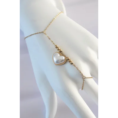 BUĞZ 316L Çelik Gold Renk Beyaz Bubble Kalp Tasarımlı Şahmeran