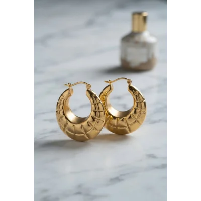 BUĞZ 316L Çelik Gold Renk Bohem Halka Model Küpe - BUĞZ