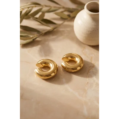 BUĞZ 316L Çelik Gold Renk Çiftli Earcuff Küpe