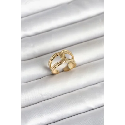 BUĞZ 316L Çelik Gold Renk Düğüm Model Kadın Yüzük