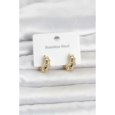 BUĞZ 316L Çelik Gold Renk Halka Model Kadın Küpe