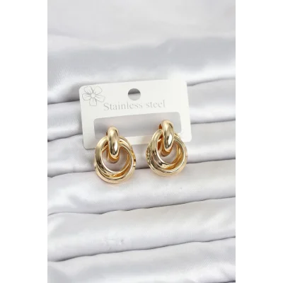 BUĞZ 316L Çelik Gold Renk Halka Model Kadın Küpe
