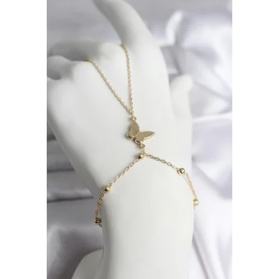 BUĞZ 316L Çelik Gold Renk Kelebek Model Kadın Şahmeran