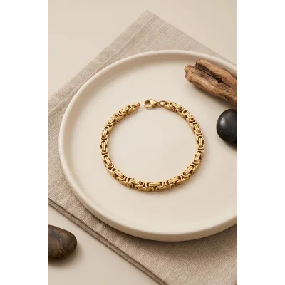 BUĞZ 316L Çelik Gold Renk Kral Zincir Model Erkek Bileklik