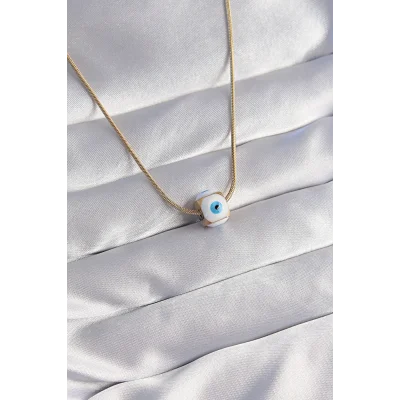 BUĞZ 316L Çelik Gold Renk Mineli Nazar Model Kolye