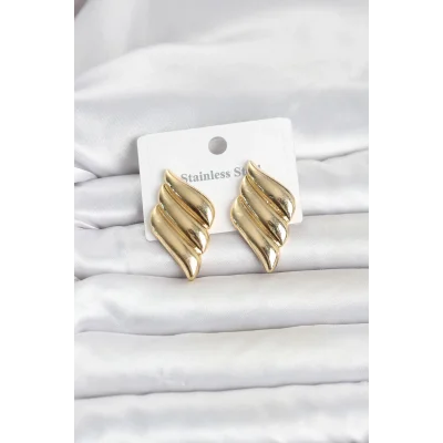 BUĞZ 316L Çelik Gold Renk Motif Model Kadın Küpe