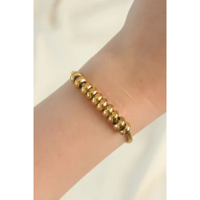 BUĞZ 316L Çelik Gold Renk Oval Figürlü Bileklik - Lisinya