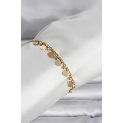 BUĞZ 316L Çelik Gold Renk Pullu Model Kadın Bileklik