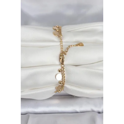 BUĞZ 316L Çelik Gold Renk Pullu Model Kadın Bileklik - BUĞZ
