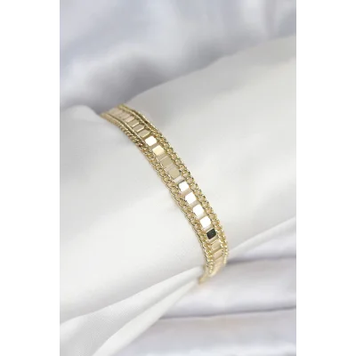 BUĞZ 316L Çelik Gold Renk Pullu Zincir Model Kadın Bileklik