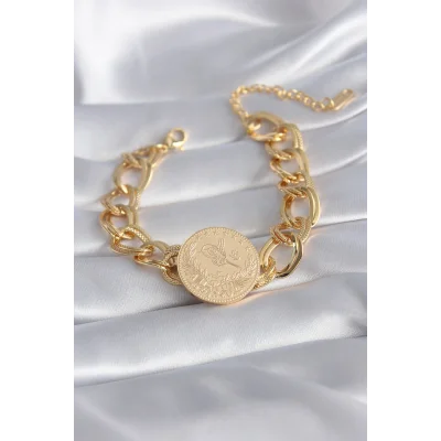 BUĞZ 316L Çelik Gold Renk Reşat Altın Model Samanyolu Kadın Bileklik