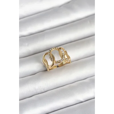 BUĞZ 316L Çelik Gold Renk Samanyolu Model Kadın Yüzük