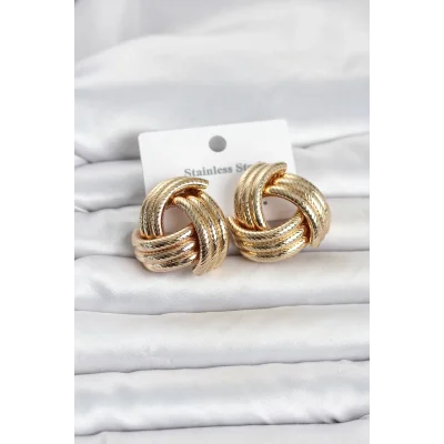 BUĞZ 316L Çelik Gold Renk Sarmal Model Kadın Küpe