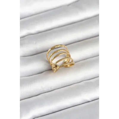 BUĞZ 316L Çelik Gold Renk Sıralı Model Kadın Yüzük