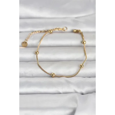 BUĞZ 316L Çelik Gold Renk Top Zincirli Kadın Bileklik