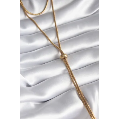 BUĞZ 316L Çelik Gold Renk Tüp Zincir Asansör Model Kadın Kolye
