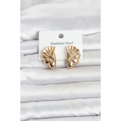 BUĞZ 316L Çelik Gold Renk Vintage Model Kadın Küpe