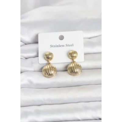 BUĞZ 316L Çelik Gold Renk Vintage Model Kadın Küpe