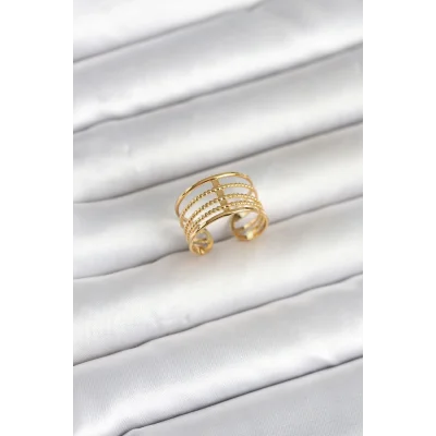 BUĞZ 316L Çelik Gold Renk Vintage Model Kadın Yüzük
