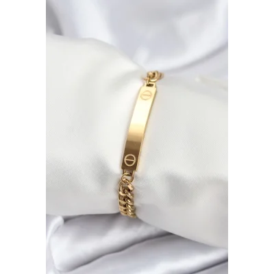 BUĞZ 316L Çelik Gold Renk Yazı Yazmaya Uygun Kadın Bileklik