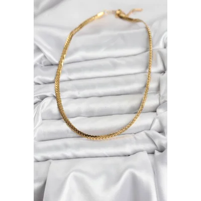 BUĞZ 316L Çelik Gold Renk Zincir Kadın Kolye - Lisinya