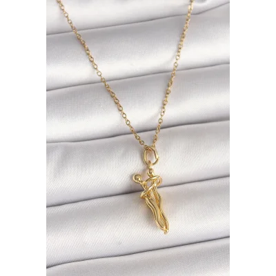 BUĞZ 316L Çelik Gold Renk Zincir Sarılma Model Kadın Kolye