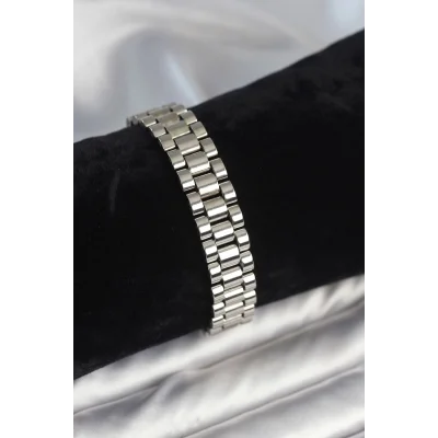 BUĞZ 316L Çelik Gümüş Renk 12 mm Kalınlık Erkek Bileklik
