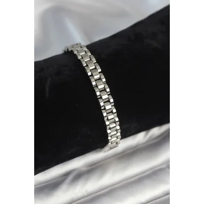 BUĞZ 316L Çelik Gümüş Renk 7 mm Kalınlık Erkek Bileklik