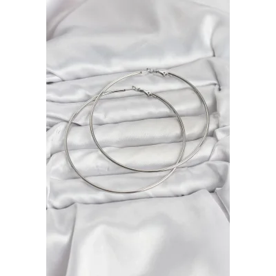 BUĞZ 316L Çelik Gümüş Renk 75 mm Halka Küpe