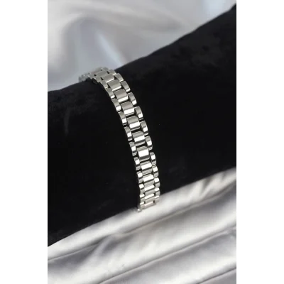 BUĞZ 316L Çelik Gümüş Renk 9 mm Kalınlık Erkek Bileklik