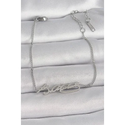 BUĞZ 316L Çelik Gümüş Renk Atatürk İmza Model Kadın Bileklik