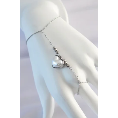 BUĞZ 316L Çelik Gümüş Renk Beyaz Bubble Kalp Tasarımlı Şahmeran