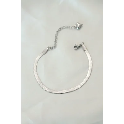 BUĞZ 316L Çelik Gümüş Renk İtalyan Zincirli Bileklik
