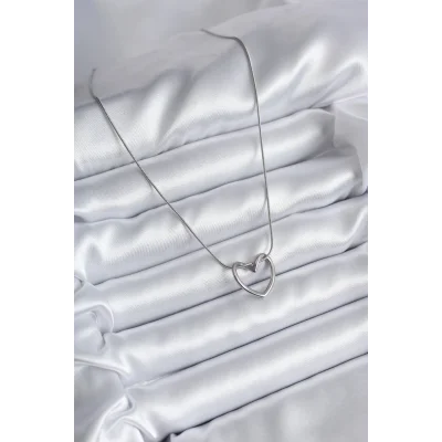 BUĞZ 316L Çelik Gümüş Renk Kalp Model Kadın Kolye - Lisinya