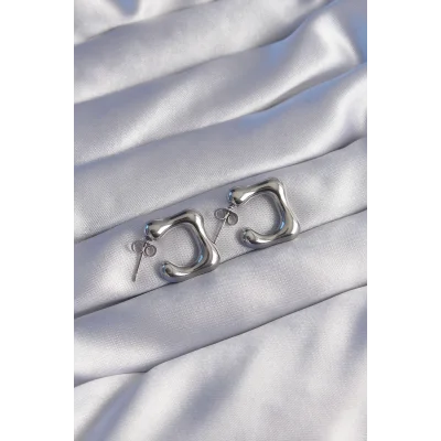 BUĞZ 316L Çelik Gümüş Renk Minimal Bubble Küpe