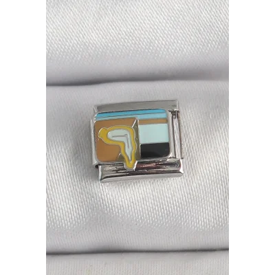 BUĞZ 316L Çelik Gümüş Renk Renkli Portre Model Nomination Charm